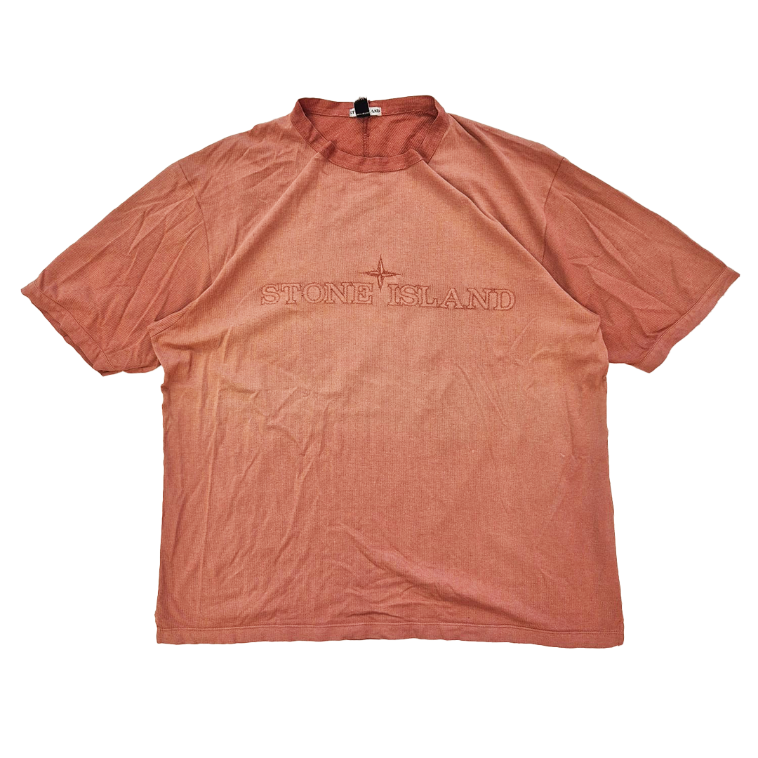 Stone Island Logo Embroidery Coral Tee (L)