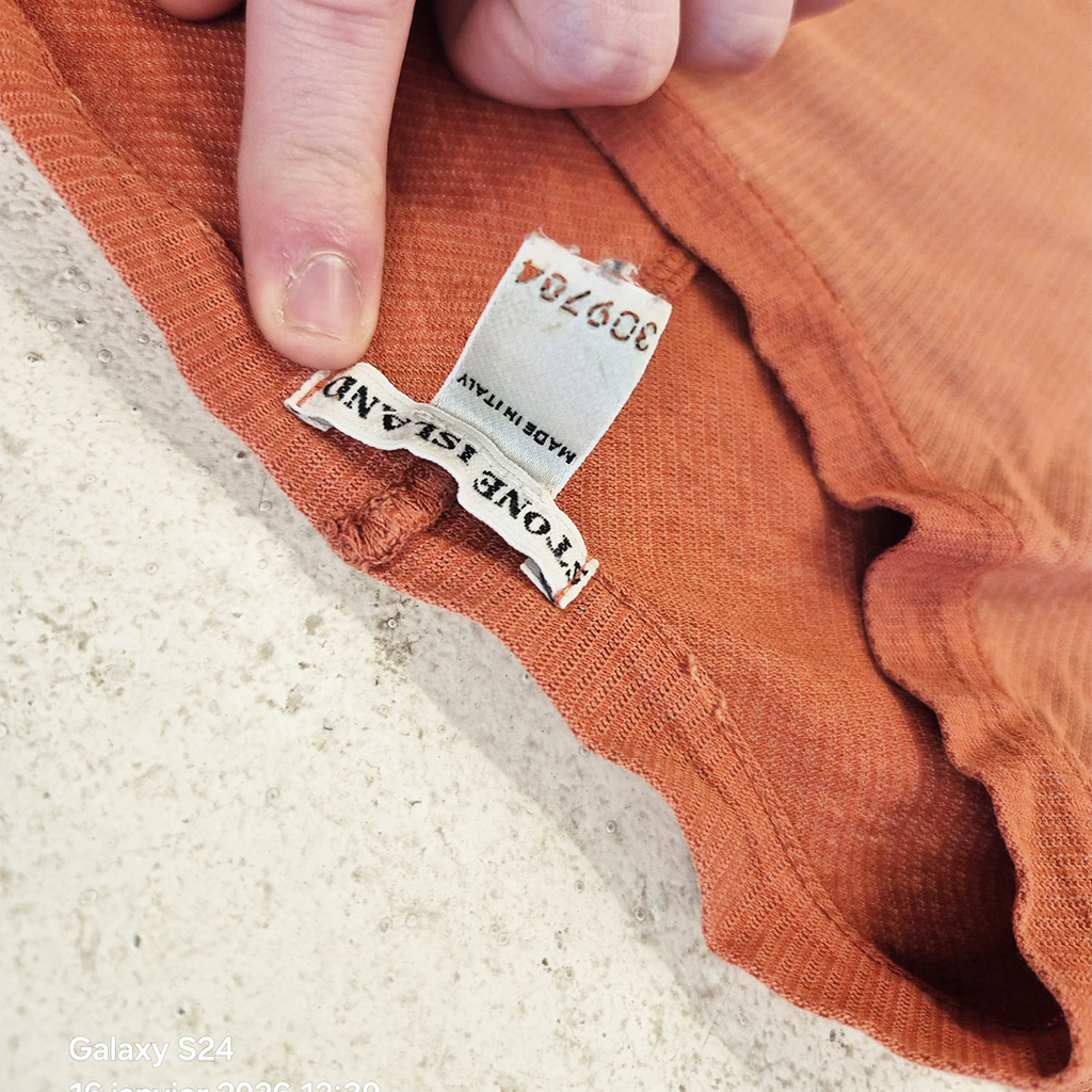 Stone Island Logo Embroidery Coral Tee (L)