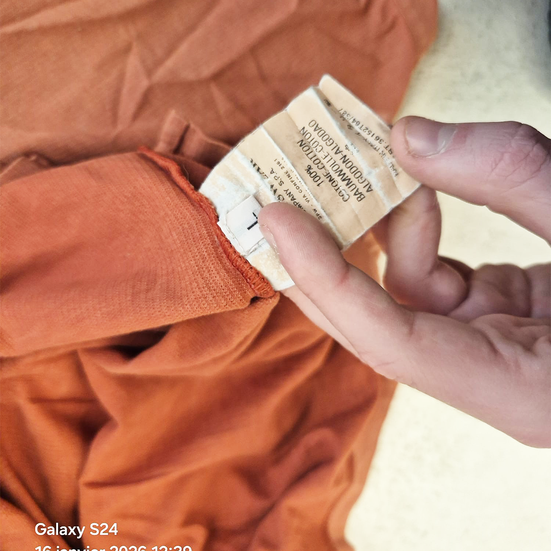 Stone Island Logo Embroidery Coral Tee (L)