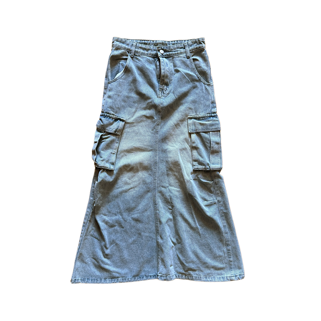 Palemo Store Cargo Denim Long Skirt (M)