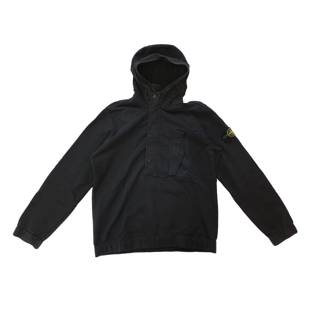 Stone Island Black Half-Zip Hooded Sweater (L)