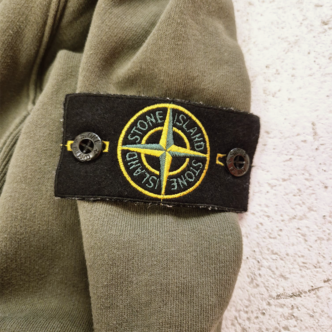 Stone Island High Neck Zip Up Olive Sweater (M)