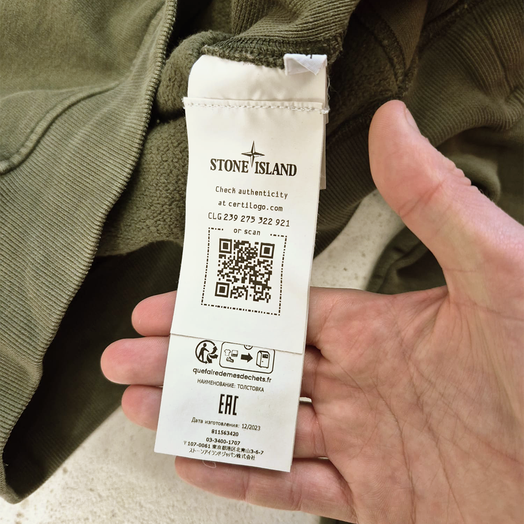 Stone Island High Neck Zip Up Olive Sweater (M)