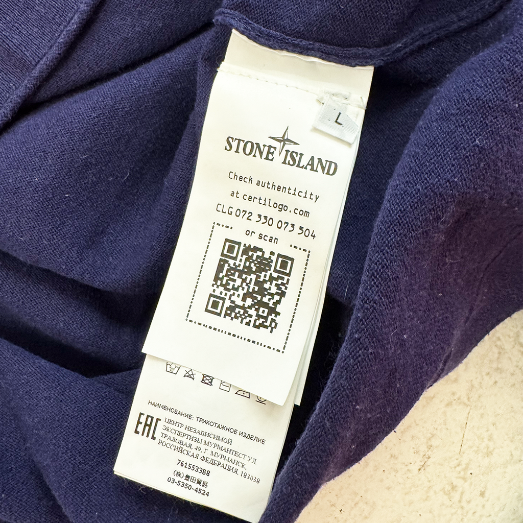 Stone Island Pocket Buttoned Long Sleeve Navy Polo (L)