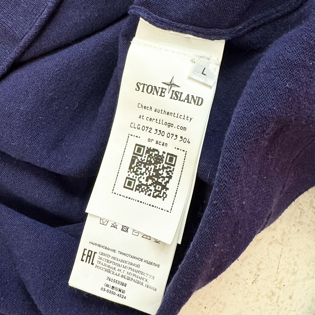 Stone Island Pocket Buttoned Long Sleeve Navy Polo (L)