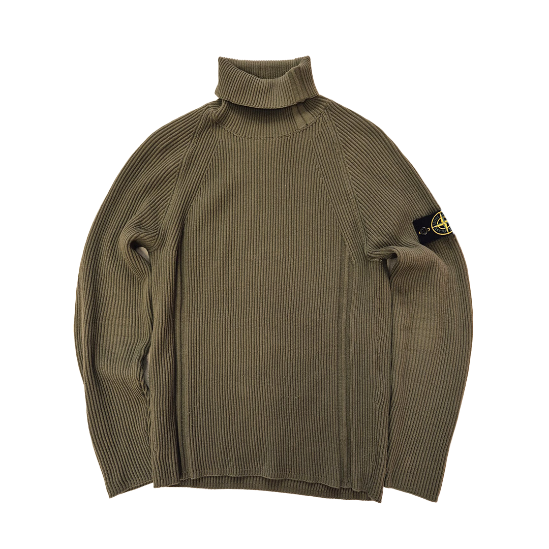 Stone Island Turtleneck Olive Knit Sweater (M)