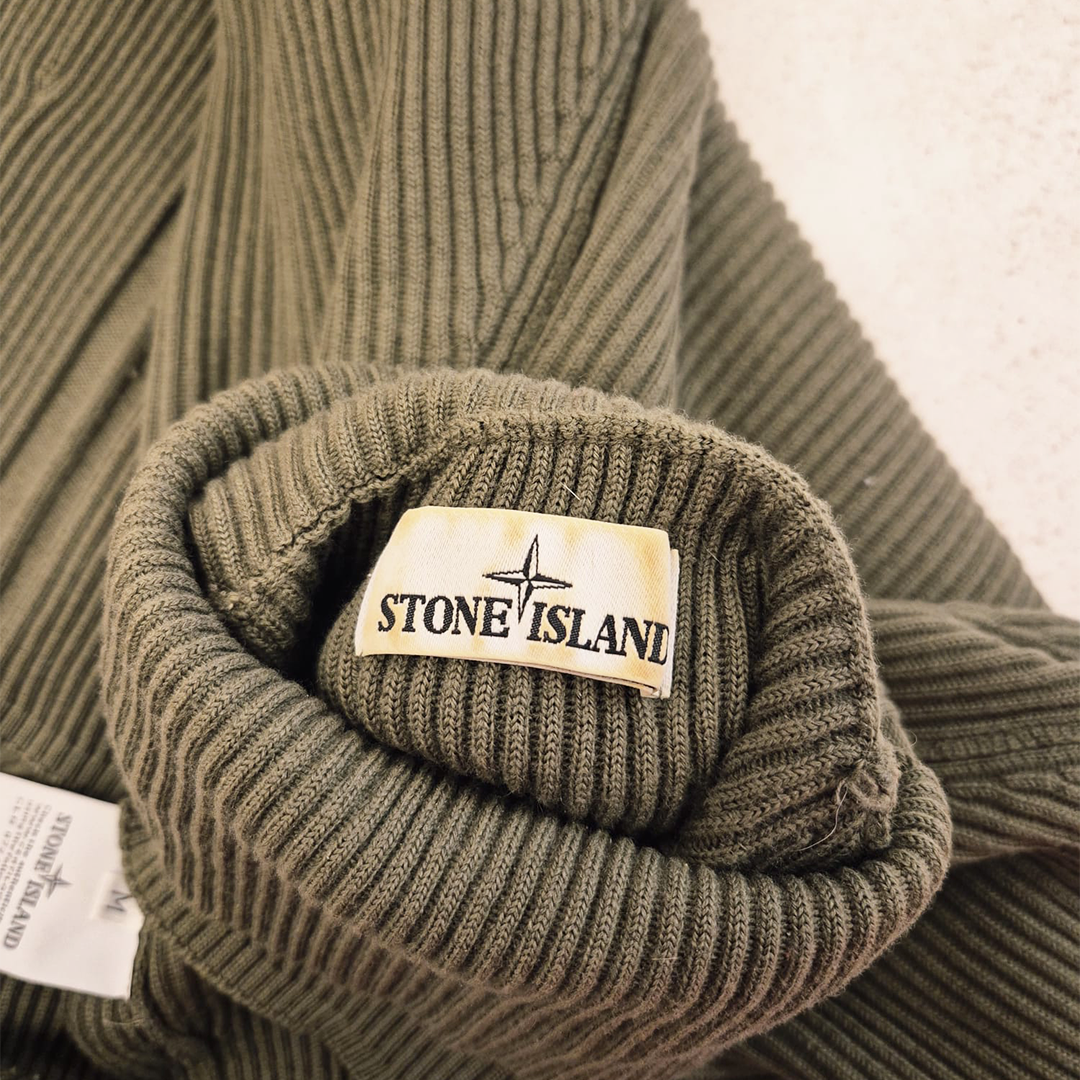 Stone Island Turtleneck Olive Knit Sweater (M)