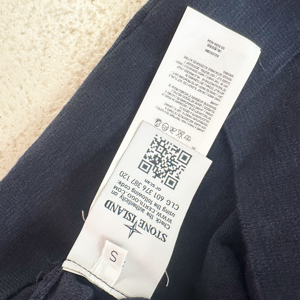 Stone Island Navy V-Neck Sweater (S)