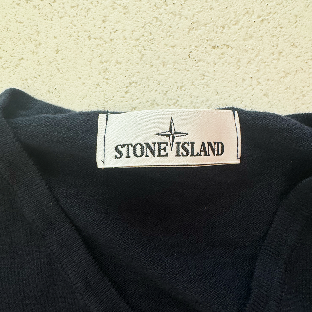 Stone Island Navy V-Neck Sweater (S)