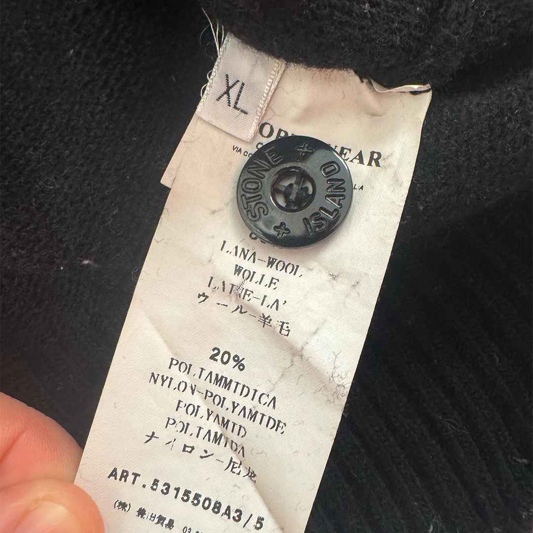 Stone Island Vintage Knitted Wool Black Sweater (XL)
