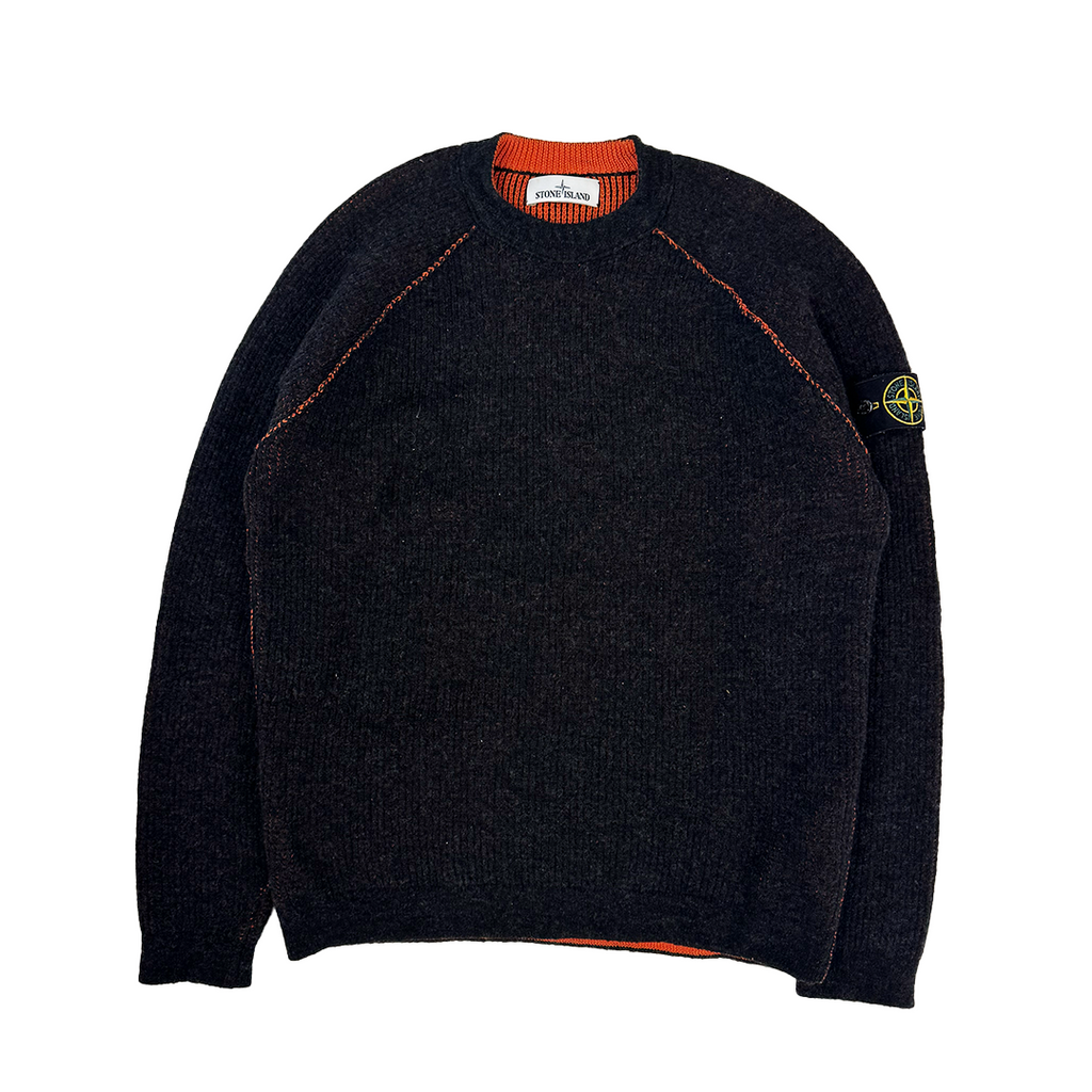 Stone Island Orange & Black Reversible Wool Sweater (XL)