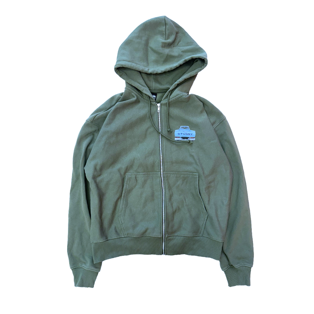 Stussy Pick-up Zip Olive Green Hoodie (L)