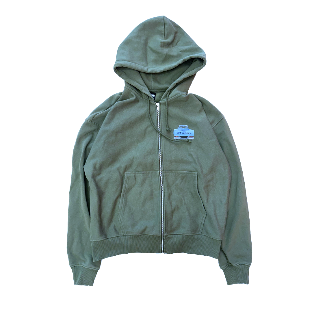 Stussy Pick-up Zip Olive Green Hoodie (L)