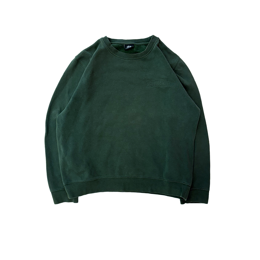 Stussy Embossed Logo Green Sweater (M)