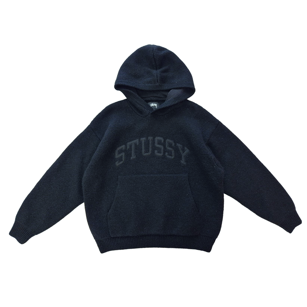 Stussy Wool Oversized Black Knit Hoodie (S)
