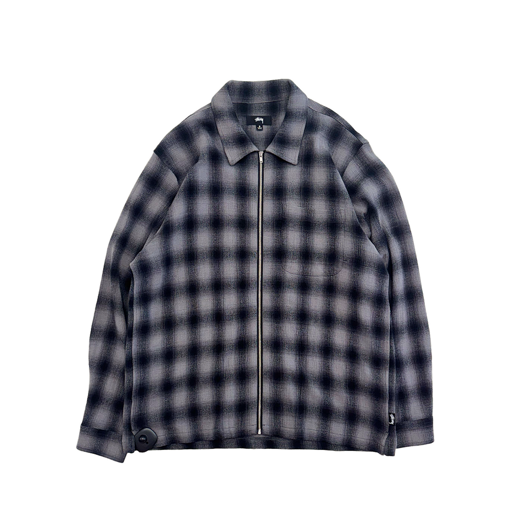 Stussy Zip Shirt Twisted Yarn Charcoal Plaid (S)
