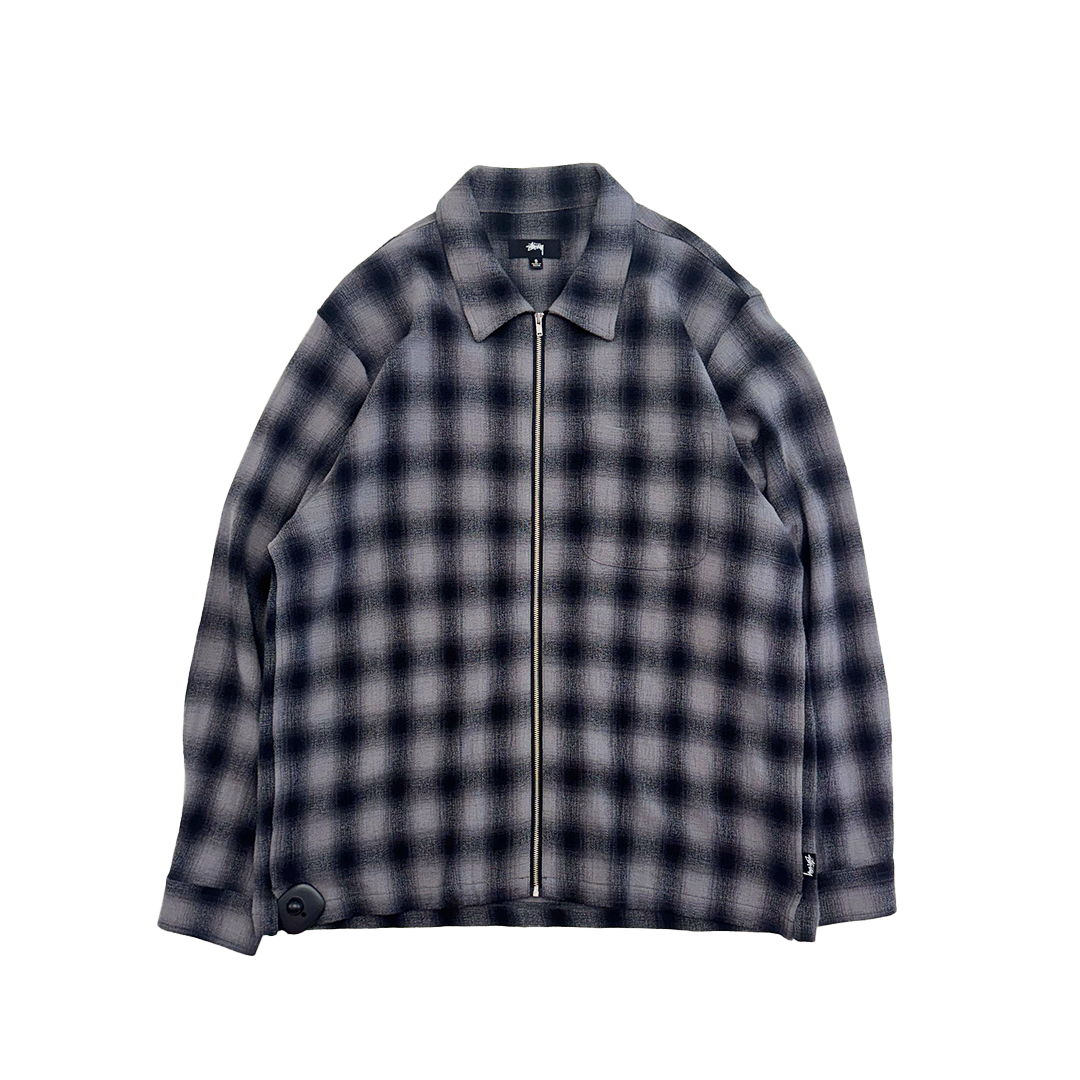 Stussy Zip Shirt Twisted Yarn Charcoal Plaid (S)