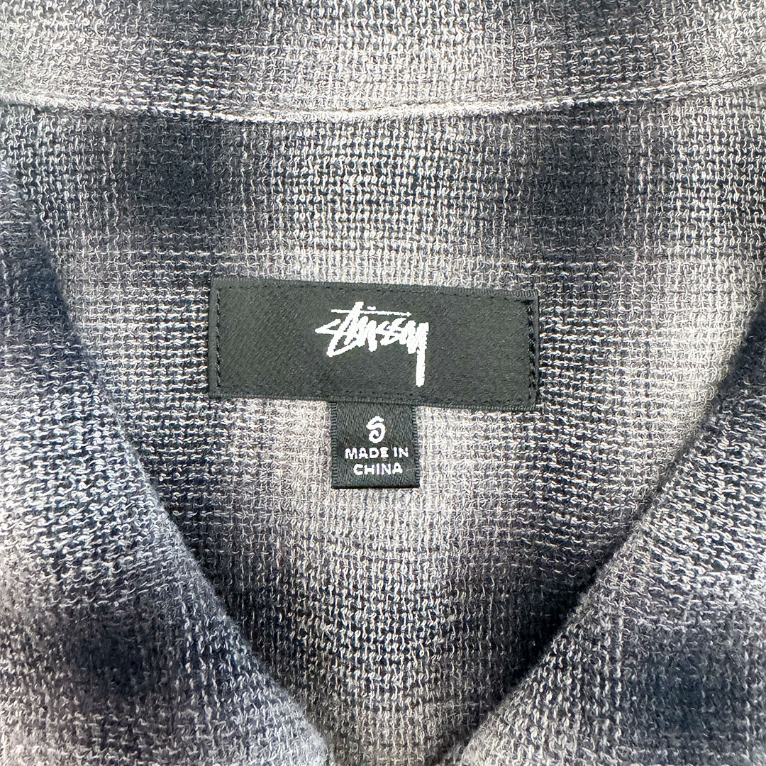 Stussy Zip Shirt Twisted Yarn Charcoal Plaid (S)