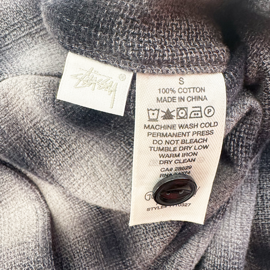 Stussy Zip Shirt Twisted Yarn Charcoal Plaid (S)