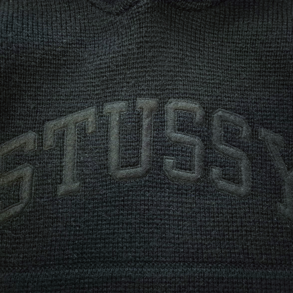 Stussy Wool Oversized Black Knit Hoodie (S)