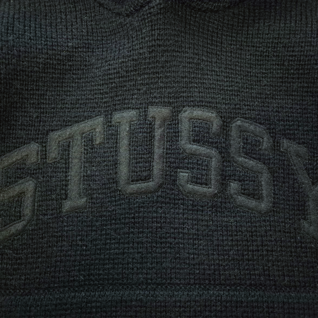 Stussy Wool Oversized Black Knit Hoodie (S)