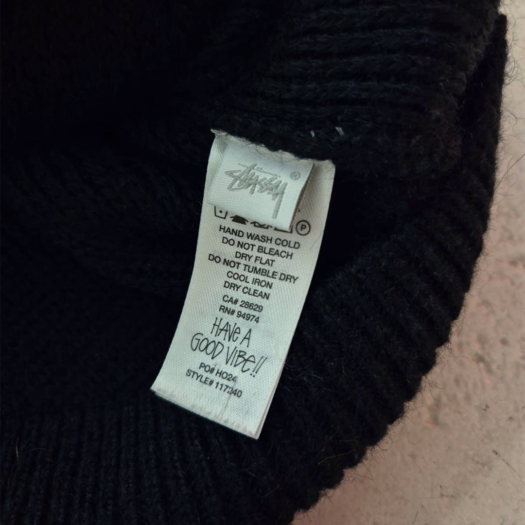 Stussy Wool Oversized Black Knit Hoodie (S)