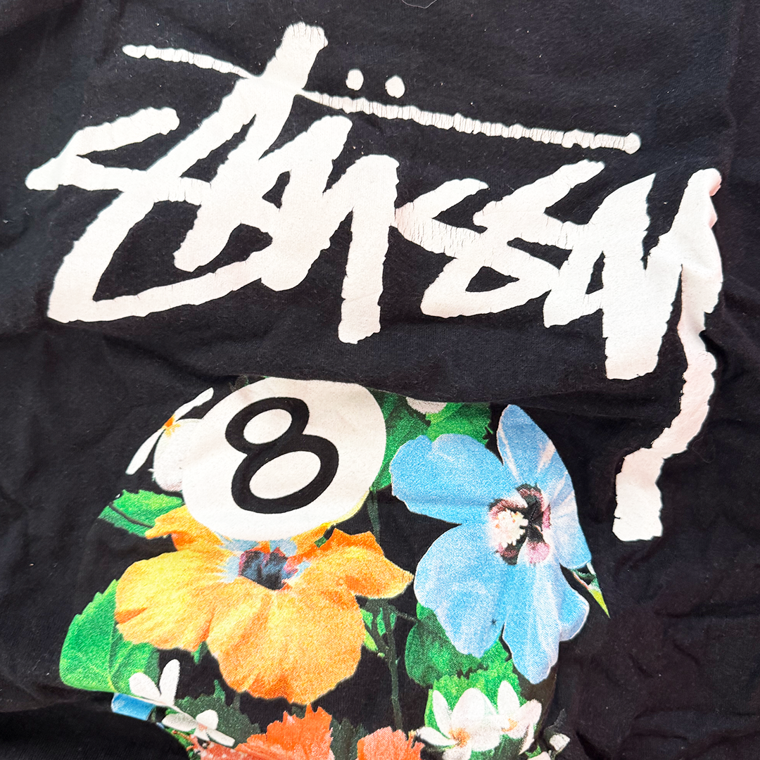 Stussy Flower 8-Ball Black Tee (M)