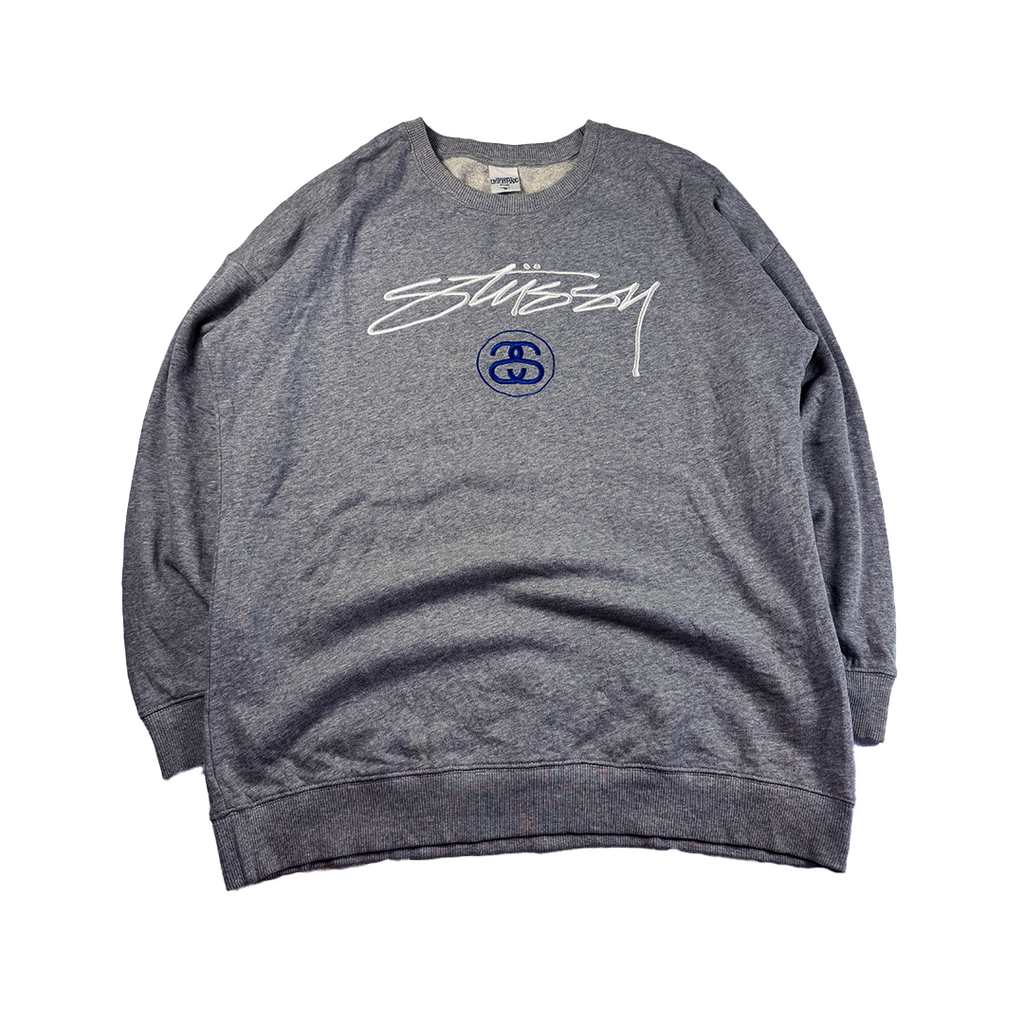 Stussy Custom Made World Tour Embroidery Grey Sweater (M/L)