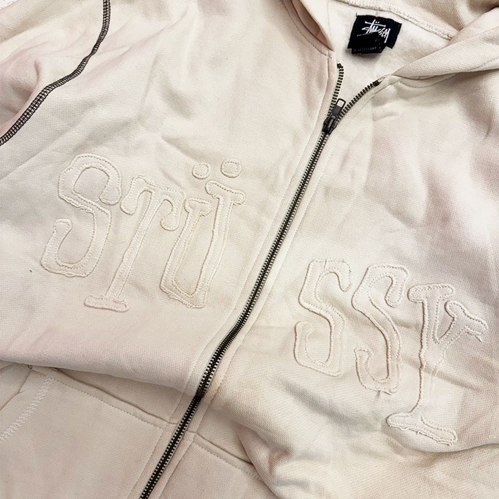 Stussy Beige Big Letters Vintage Hoodie (XL)