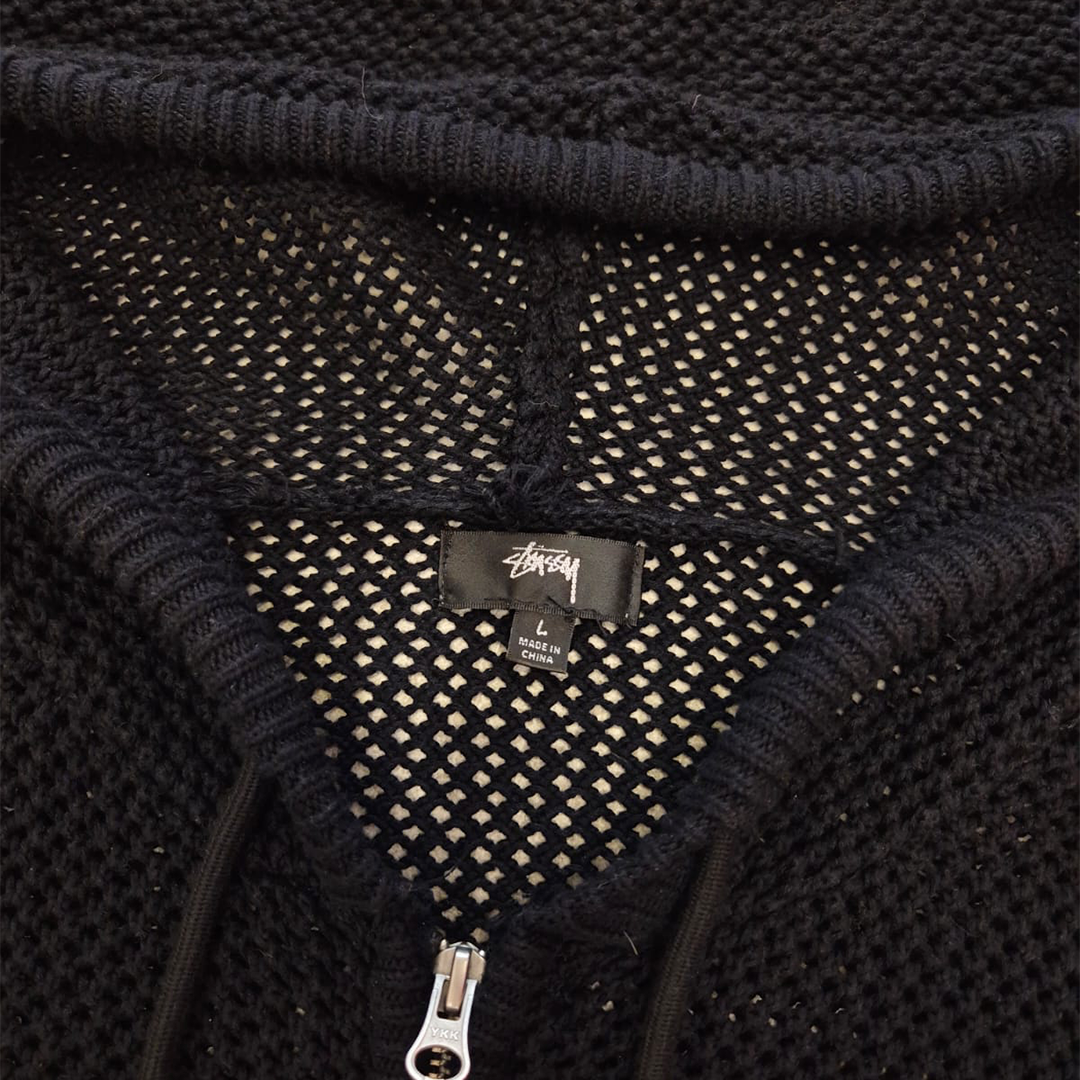 Stussy Black Knit Net Hoodie (L)