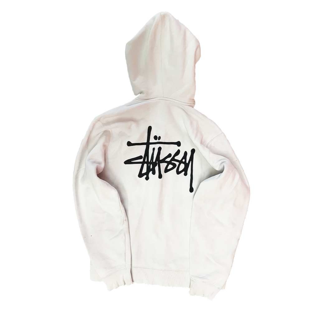 Stussy Logo White Zip-Up Hoodie (M)