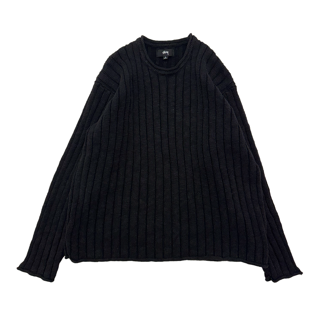 Stussy Slub Cotton Rib Crew Black Sweater (S)