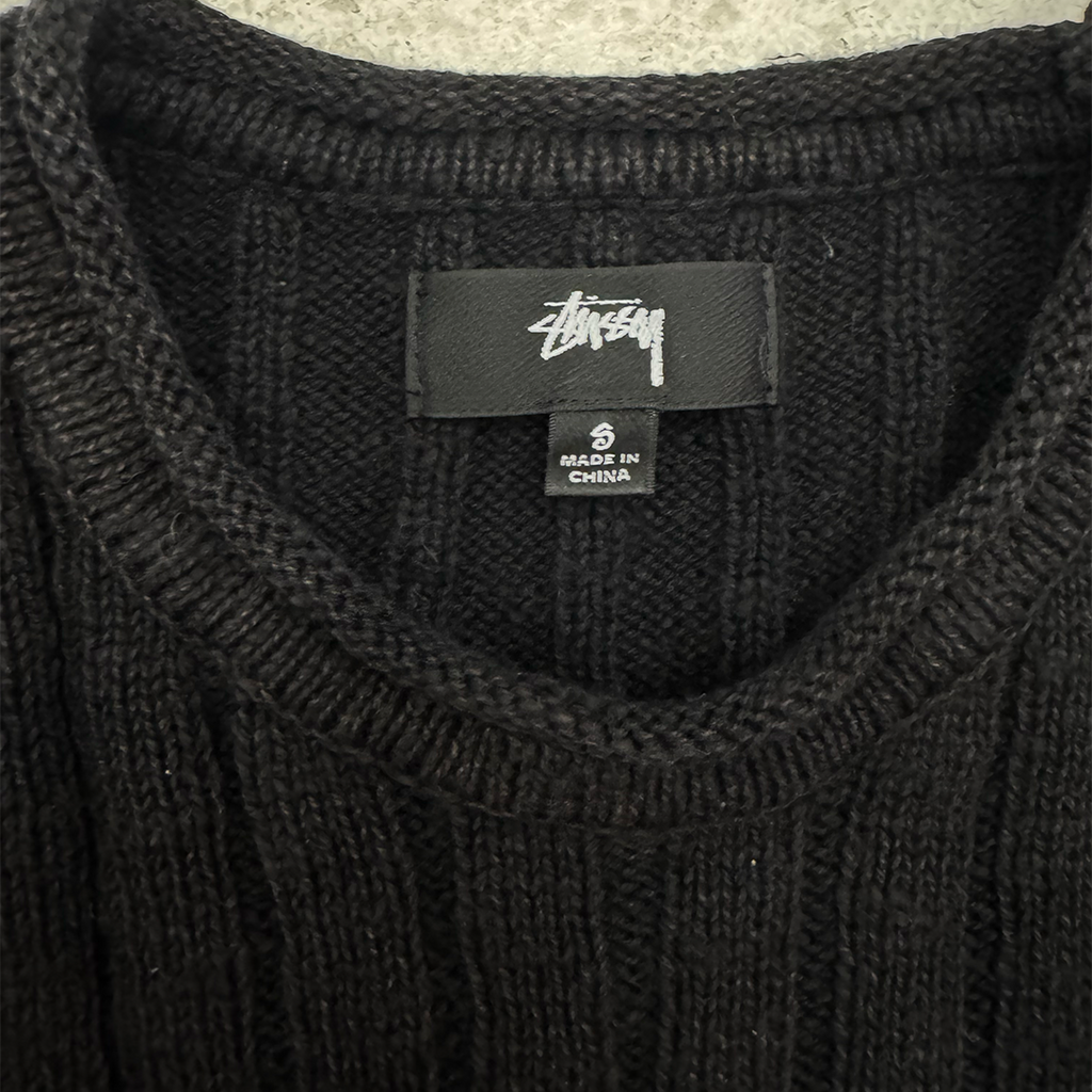 Stussy Slub Cotton Rib Crew Black Sweater (S)
