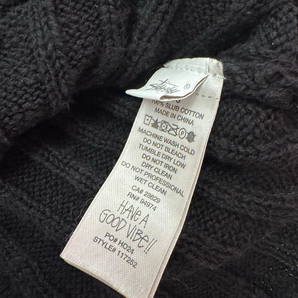 Stussy Slub Cotton Rib Crew Black Sweater (S)