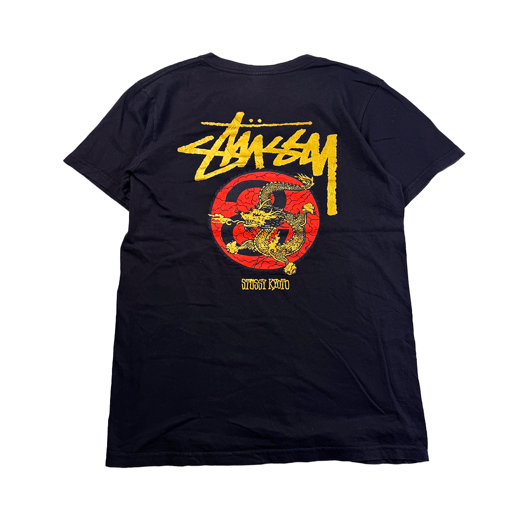 Stussy Kyoto Dragon Golden Print Black Tee (M)