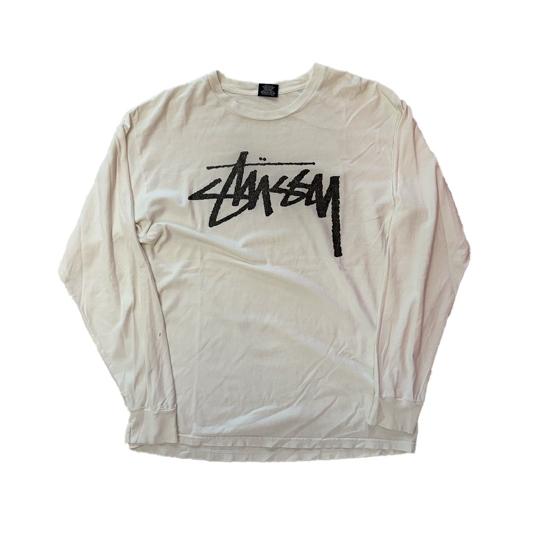 Stussy Big Logo White Long Sleeve (L)