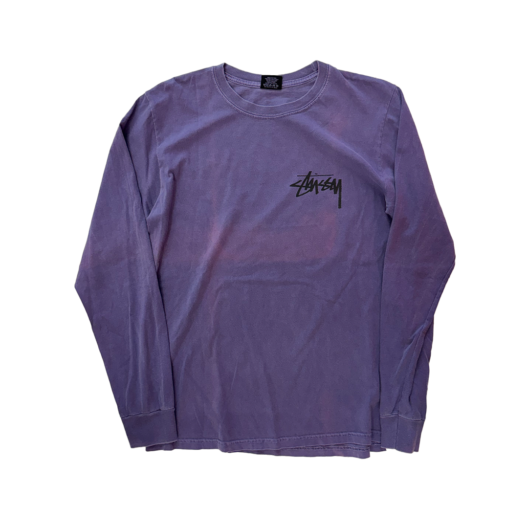 Stussy Sunfaded Logo Purple Long Sleeve (S)