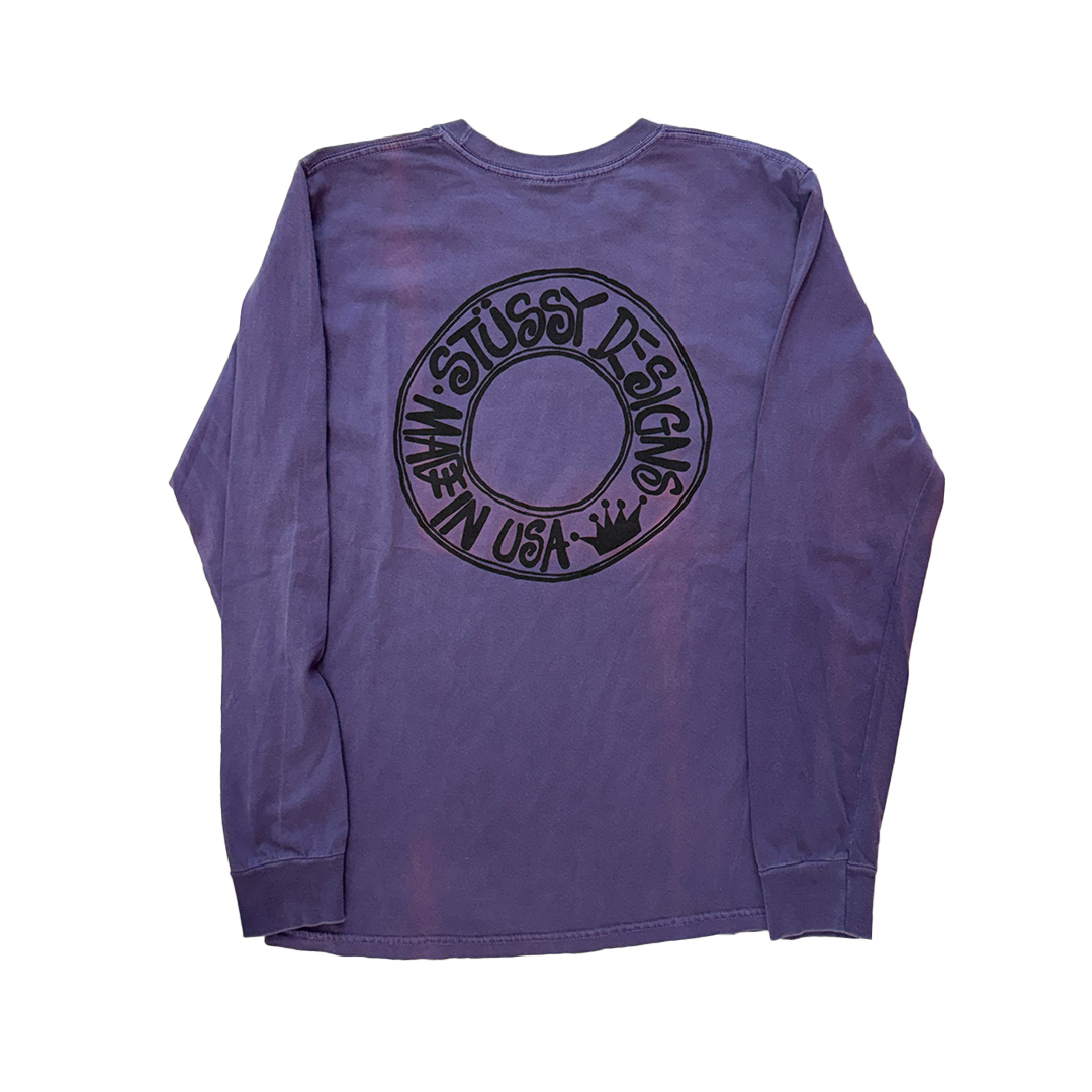 Stussy Sunfaded Logo Purple Long Sleeve (S)
