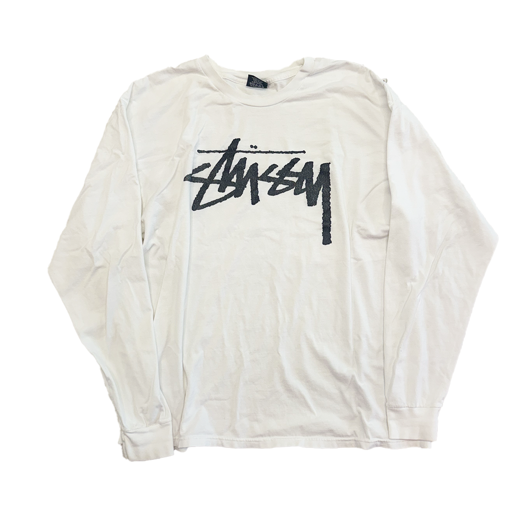 Stussy Logo White Long Sleeve (XL)