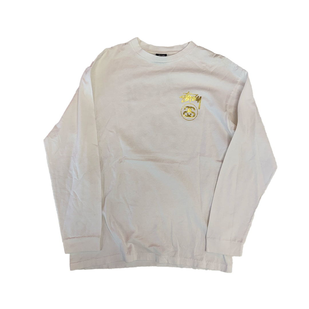 Stussy SS Logo White Long Sleeve (M)