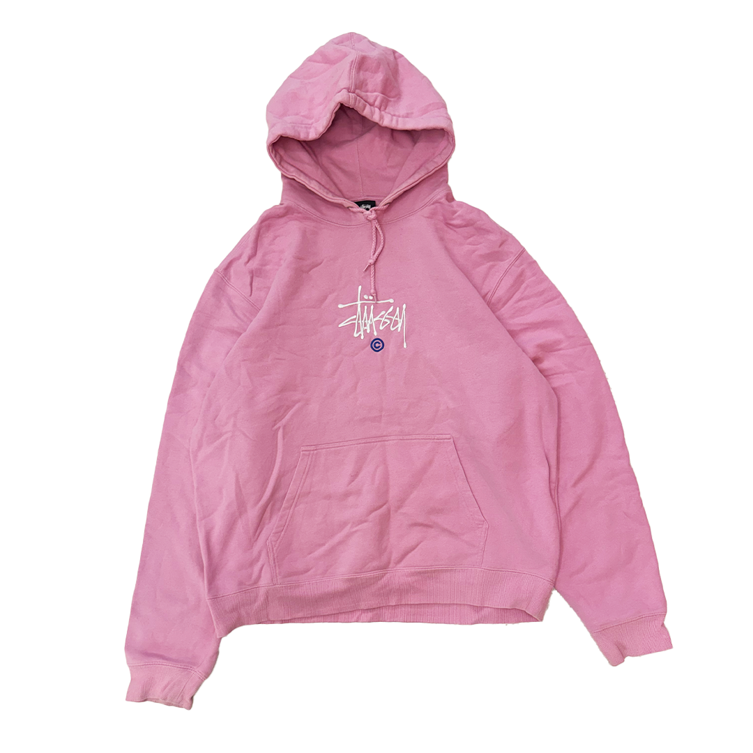 Stussy Logo Embroidery Pink Hoodie (XXL)