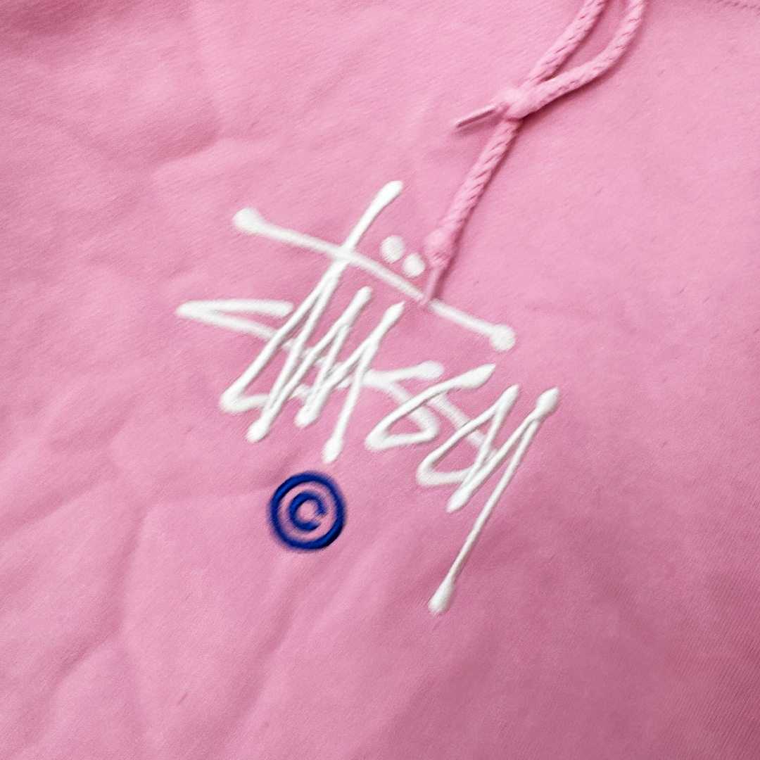 Stussy Logo Embroidery Pink Hoodie (XXL)