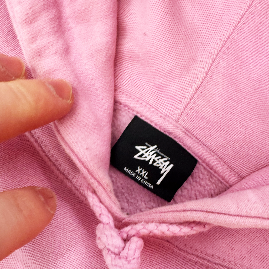 Stussy Logo Embroidery Pink Hoodie (XXL)