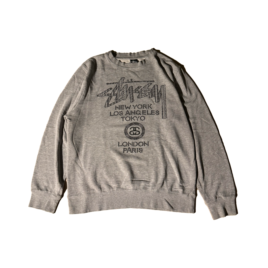 Stussy World Tour Grey Sweater (L)