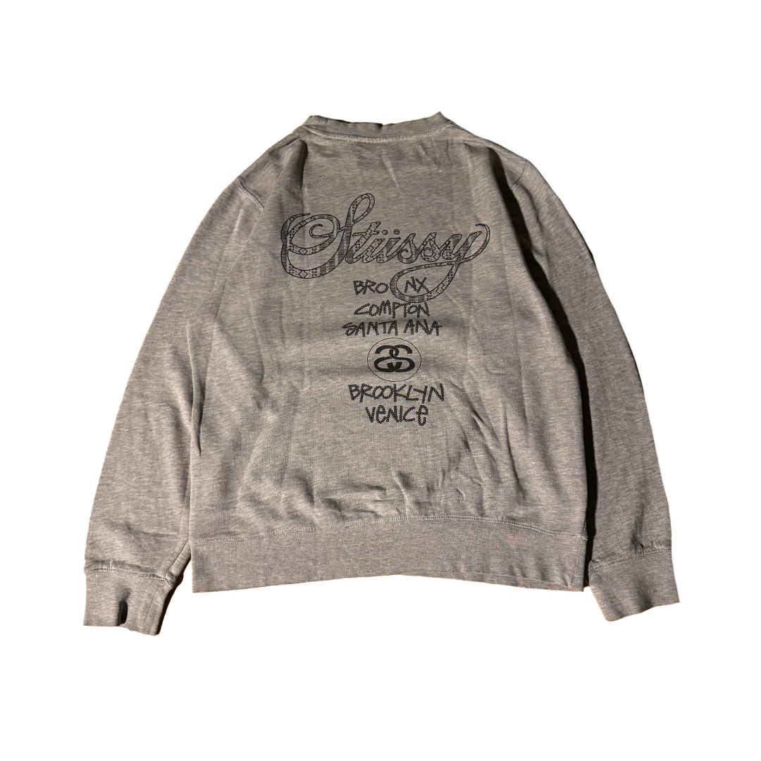 Stussy World Tour Grey Sweater (L)