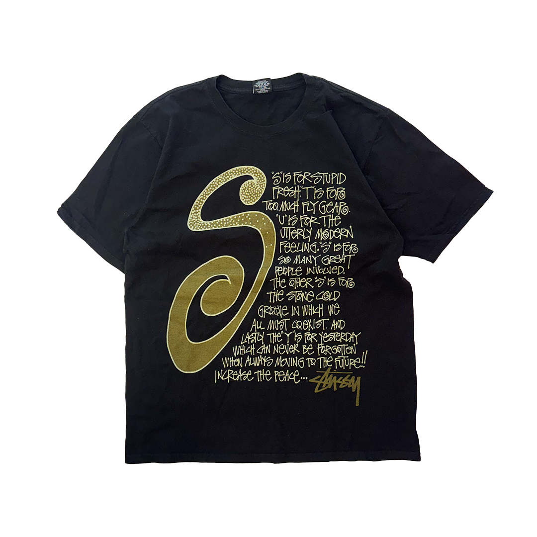 Stussy S Talk Pigment Dyed Black Tee (L)