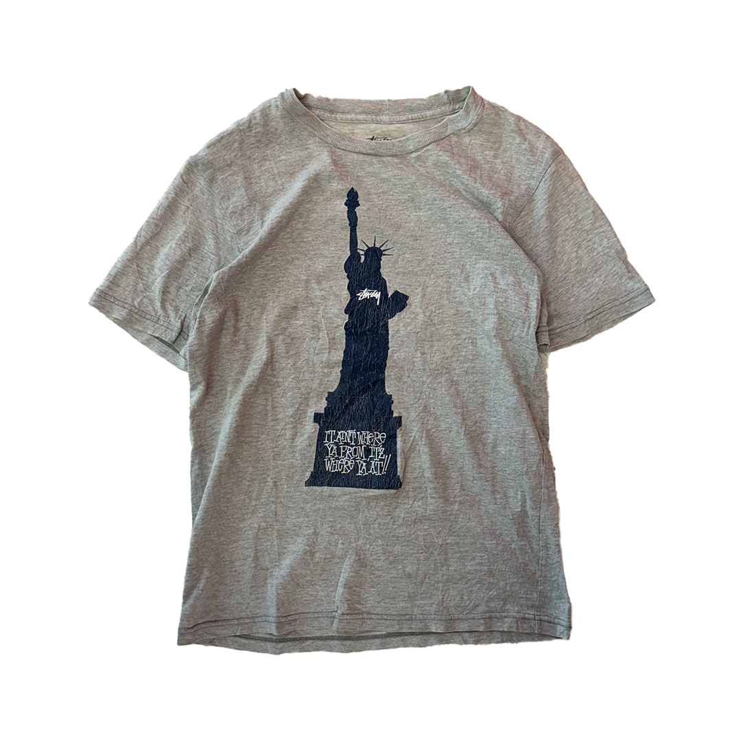 Stussy Liberty Statue Grey Tee (S)