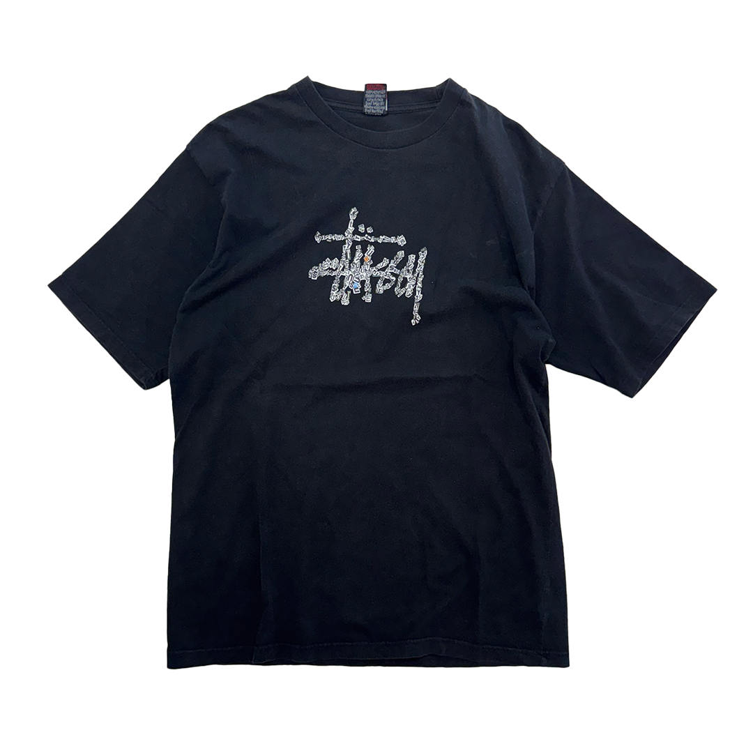 Stussy Letters Logo Black Tee (L)