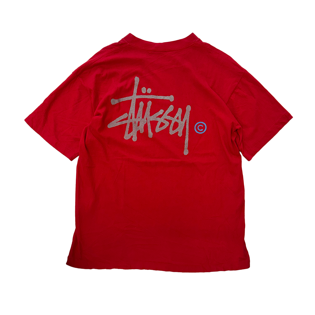 Stussy Glitter Logo Single Stitch Red Tee (L)