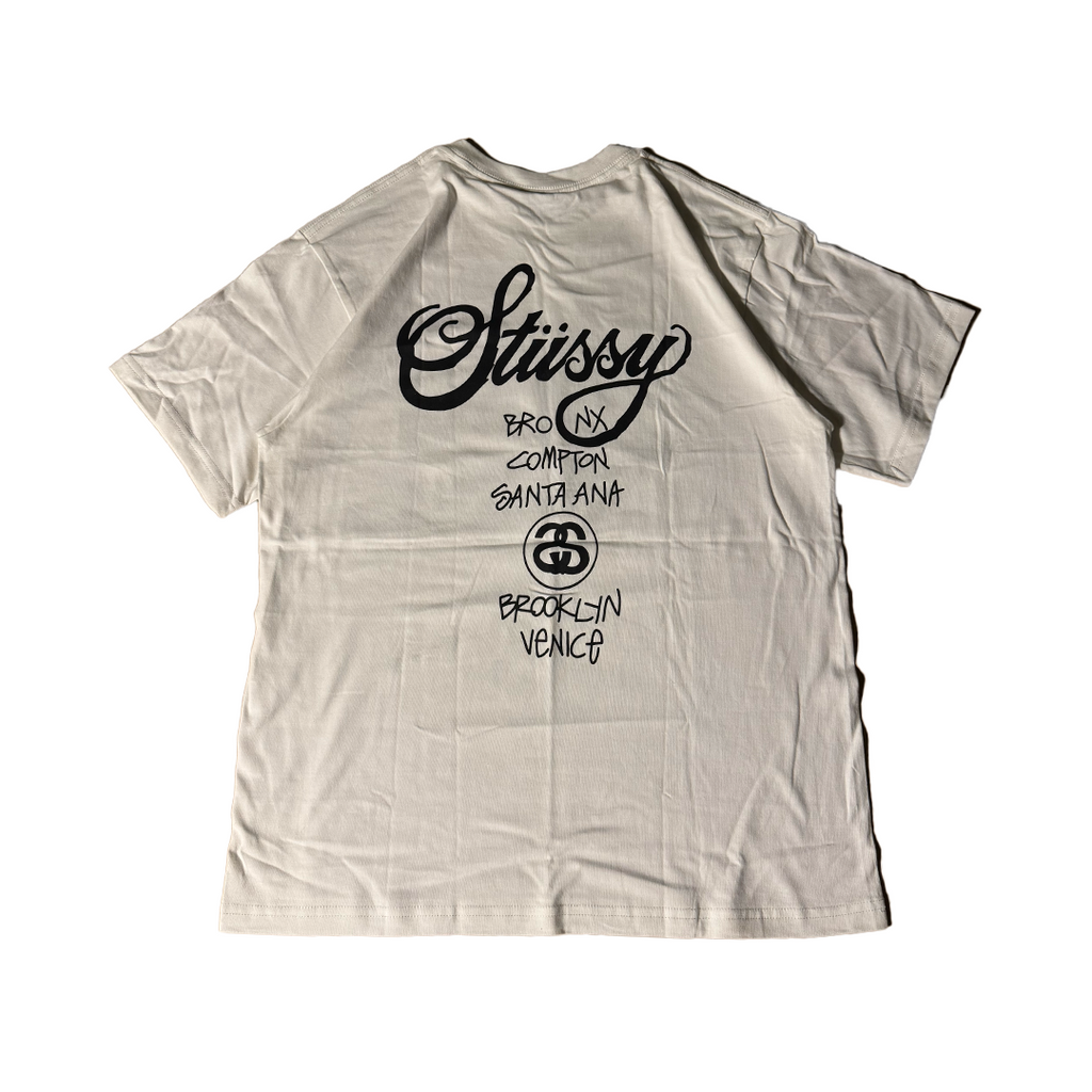 Stussy Gold Paint World Tour White Tee (M)